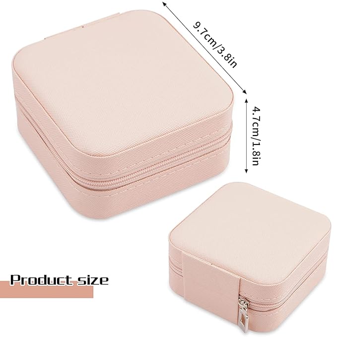 Neveika 2pcs Portable Travel Mini Jewelry Box Leather Jewellery Ring Organizer Case Storage Gift Box Girls Women (pink).