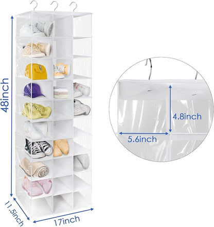 coastal rose Hanging Shoe Closet Organizer, 30 Sections Hanging Closet Organizers and Storage Shelves with 6 Mesh Pockets, Sp