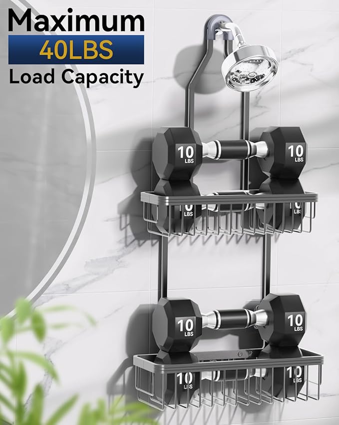YASONIC Shower Caddy Hanging, Never Rust Shower Organizer Hanging, Aluminum Shower Racks for Inside Shower with Hooks for Raz