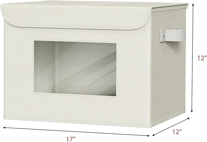 Univivi Fabric Foldable Storage Boxes with Lids [4-Pack] Collapsible Storage Bins for Clothes Closet Organizers with Handles 