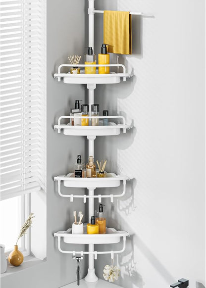 Upgrade Sturdy Shower Caddy Tension Pole Quick Installation Corner Shower Shelves 18/8 Stainless Steel Rustproof 4 Tier Adjus