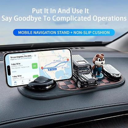 RJDJ Multifunctional Car Anti-Slip Mat, 360° Rotatable 4-in-1 Mobile Phone Stand On-Board Anti-Slip Pad, Car Dashboard Suppor