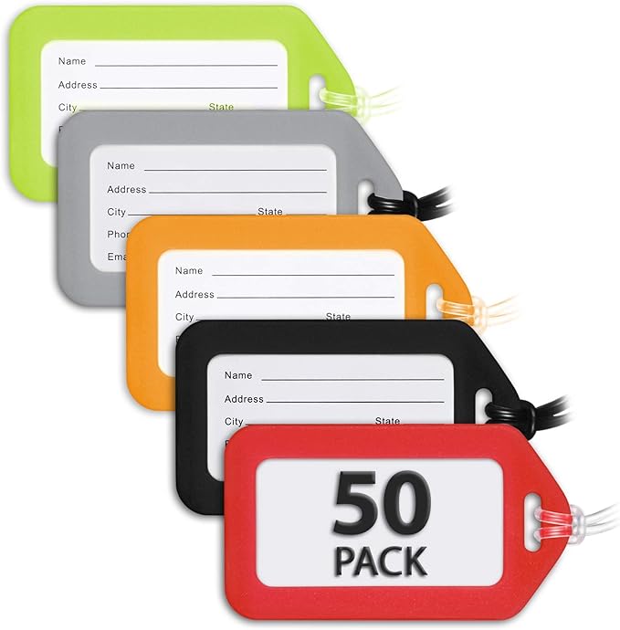 Luggage Tags (Variety, 50 PK), Bag Tag for Baggage, Suitcase Tags Bulk