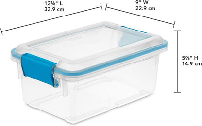 Sterilite 6-Pack Gasket Box, Weather-Resistant Storage Bins with Latching Lids, 7.5 Quart - Heavy-Duty Organizing Containers 