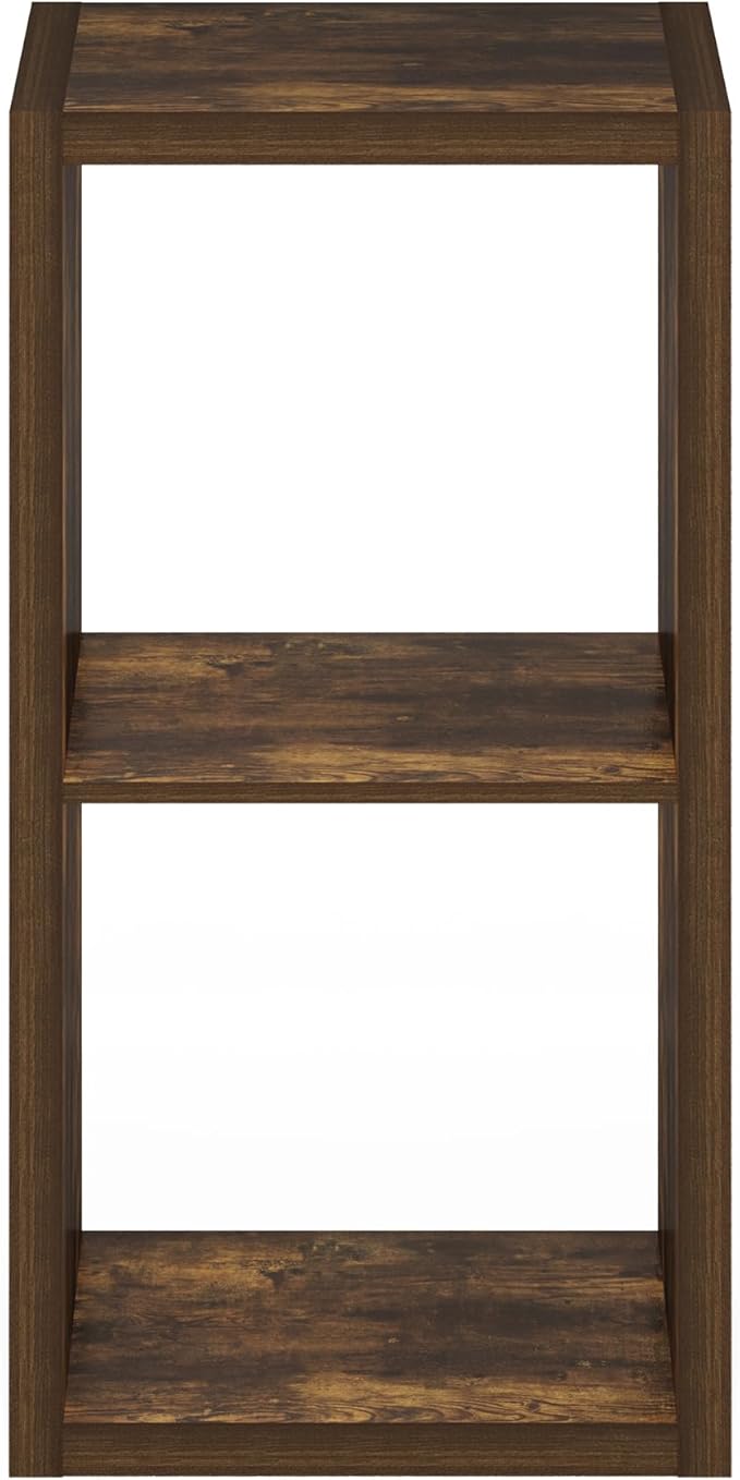Furinno Cubicle Book Shelf, 2-Cube Bookshelf, Extra Thick Frame Horizontally & Vertically Reversible Bookcase with Open Back,