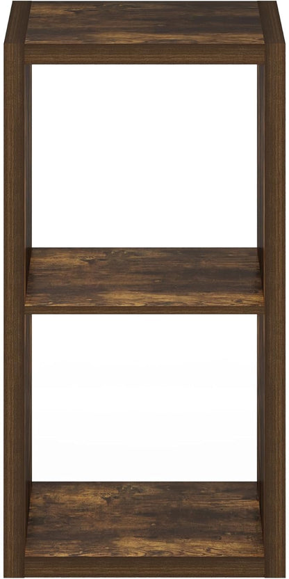 Furinno Cubicle Book Shelf, 2-Cube Bookshelf, Extra Thick Frame Horizontally & Vertically Reversible Bookcase with Open Back,