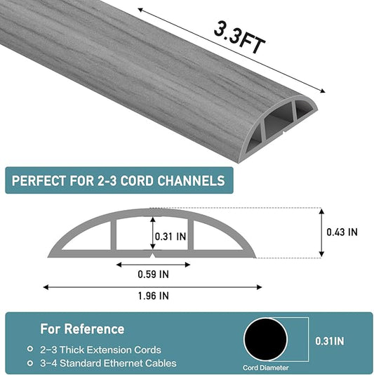 Floor Cord Cover Self Adhesive Cord Hider Floor Extension Cord Covers for Floor Power Cord Protector Cable Management