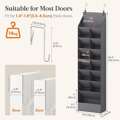 Lifewit 8 Tier Over the Door Shoe Organizer with 15 Large Deep Pockets, Fabric Hanging Shoes Shelf for Closet, Dorm Storage, 