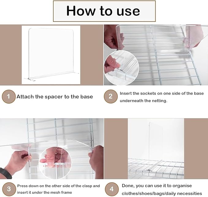 10 Pack Shelf Dividers for Wire Shelves, Acrylic Clear Closet Organizers and Storage for Sweater,Shirts,Bookshelf Handbags Se