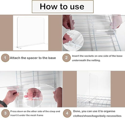 10 Pack Shelf Dividers for Wire Shelves, Acrylic Clear Closet Organizers and Storage for Sweater,Shirts,Bookshelf Handbags Se