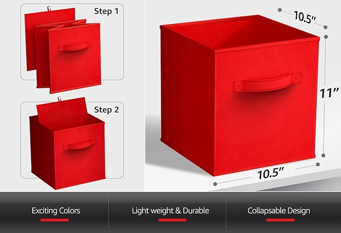 Sorbus Fabric Storage Cubes - 8 Foldable Storage Bins for Organizing Pantry, Cubbies, Toy Box - Clothes Storage & Closet Orga