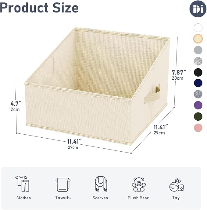 DIMJ Closet Storage Bins - Fabric Storage Baskets for Shelves, Collapsible Closet Organizers and Storage with Handles, Trapez