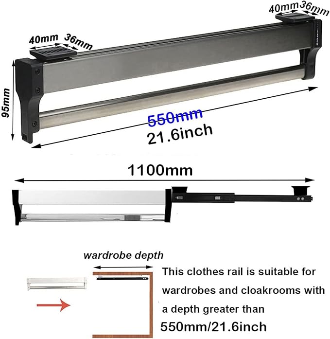 Pull Out Clothes Rail Extendable Pull Out Closet Rod - Pull Out Clothes Rail 30-80Cm, Steel Extendable Closet Rod For Pants C