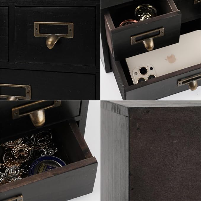Apothecary Drawers Wooden Storage Box Vintage Wooden Drawers Wood Desktop Organizer Countertop Storage Box Library Card Catal
