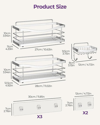 ODesign Shower Caddy 3 Pack-Shower Organizer Shelves Rack Rustproof SUS304 Stainless Steel for Bathroom Storage&Kitchen-No Dr
