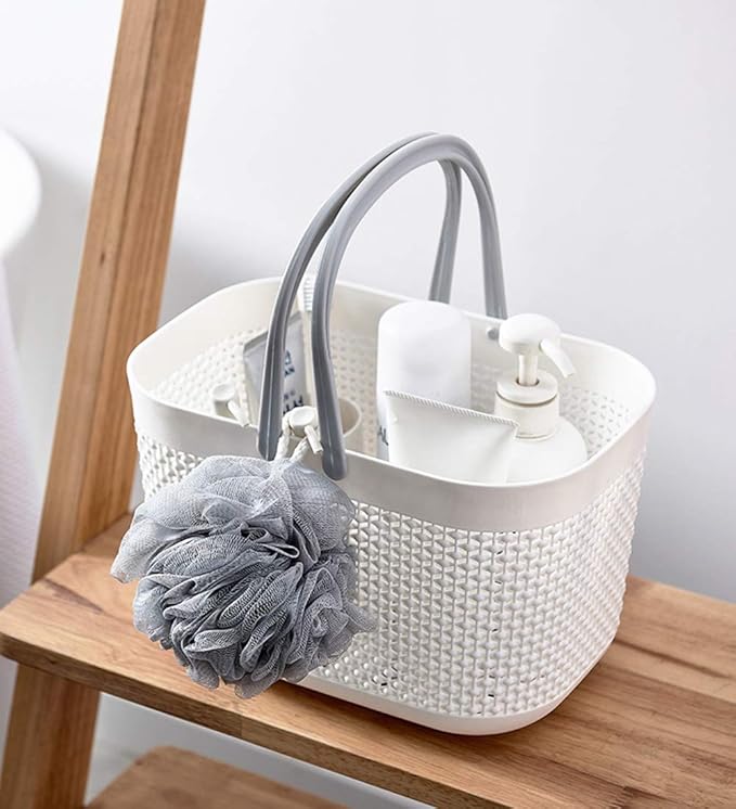 UUJOLY Portable Shower Caddy Basket Tote, Plastic Storage Basket with Handles Organizer Bins for Kitchen Bathroom College Dor