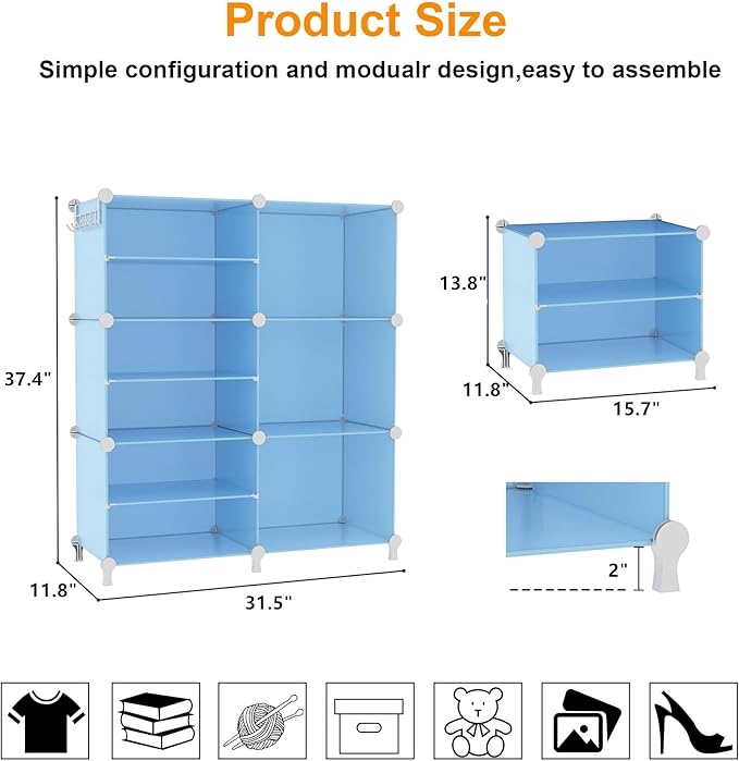AWTATOS Closet Organizer 6 Cube Storage Shelves Portable Closet Clothes Organizers and Storage Stackable Cubby Shelving for C