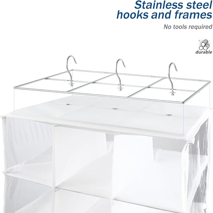 coastal rose Hanging Shoe Closet Organizer, 30 Sections Hanging Closet Organizers and Storage Shelves with 6 Mesh Pockets, Sp