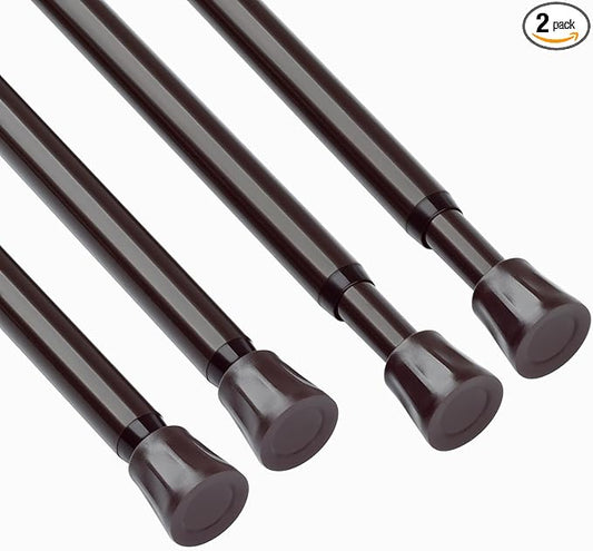 TYRON Tension Curtain Rod 11 to 17 Inch, Extendable Small Short Tension Rod, No Drill Extension Pressure Curtain Rods for Win