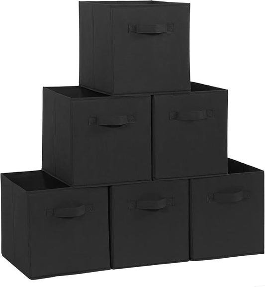 STORAGE MANIAC Storage Cubes, 11 Inch Durable 6 Pack Fabric Foldable Collapsible Bins with Handles for Organization, Closet, 