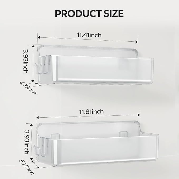 Nieifi Adhesive Wall Shelf, Shower Shelves, Shower Organizer for Bathroom Organization (A-Clear, 2 pieces)
