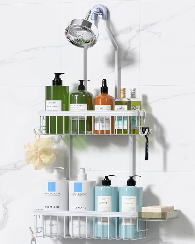 YASONIC Shower Caddy Hanging, Never Rust Shower Organizer Hanging, Aluminum Shower Racks for Inside Shower with Hooks for Raz