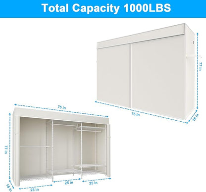 Ulif E13C Pro Heavy Duty Closet Organizer System，Freestanding Clothing Racks for Hanging Clothes，Adjustable Garment Rack 75" 