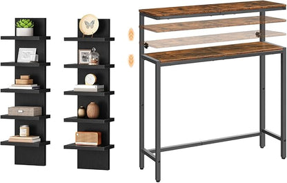 HOOBRO Wall Shelf and Console Table, 2 Pack Floating Shelves Wall Mounted, Narrow Console Table with Adjustable Height (31.5"