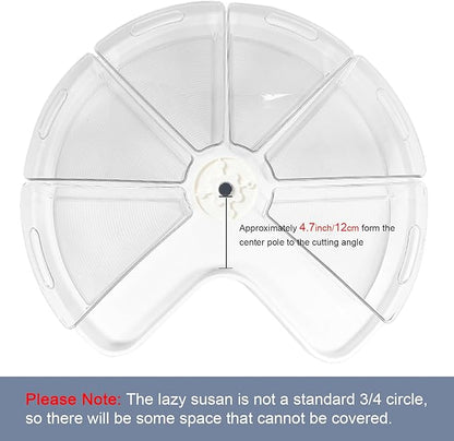 Leeden Lazy Susan Organizer for 26" Diameter Corner Lazy Susan, Plastic Kitchen Cabinet Storage Bins with Handle, 4 Packs, 1/