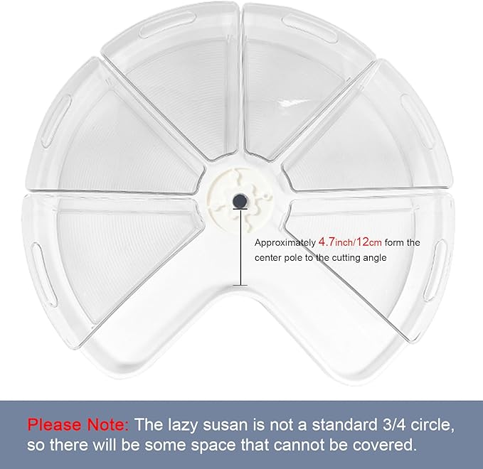 Leeden Lazy Susan Organizer for 26" Diameter Corner Lazy Susan, Plastic Kitchen Cabinet Storage Bins with Handle, 8 Packs, 1/