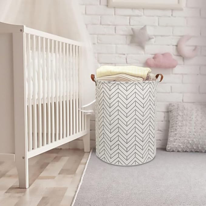 CLOCOR Large Round Storage Bin,Collapsible Storage Baskets, Dirty Laundry Hamper Baskets for Baby Boys and Girls, Office, Bed