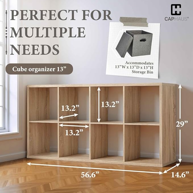 CAPHAUS Sturdy Room 13-Inch Cube Storage Organizer Shelf, with Extra Thick Exterior Edge, Open Storage Shelf Divider, Bookcas