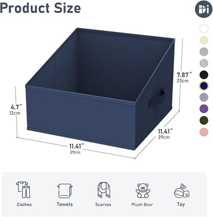 DIMJ Closet Storage Bins 12 Pack - Fabric Storage Baskets for Shelves, Collapsible Clothes Organizer with Handles, Trapezoid 