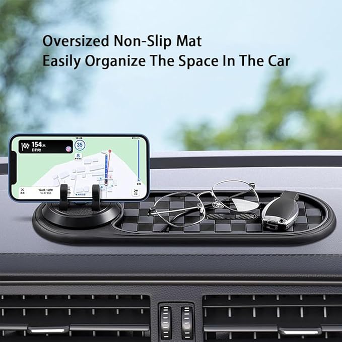 RJDJ Multifunctional Car Anti-Slip Mat, 360° Rotatable 4-in-1 Mobile Phone Stand On-Board Anti-Slip Pad, Car Dashboard Suppor