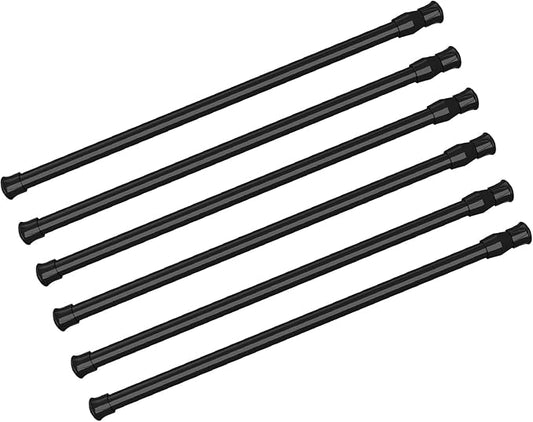 6Pcs Spring Tension Curtain Rod，21-38 Inches Adjustable Expandable Pressure Black Curtain Tension Rods For Kitchen, Bathroom,