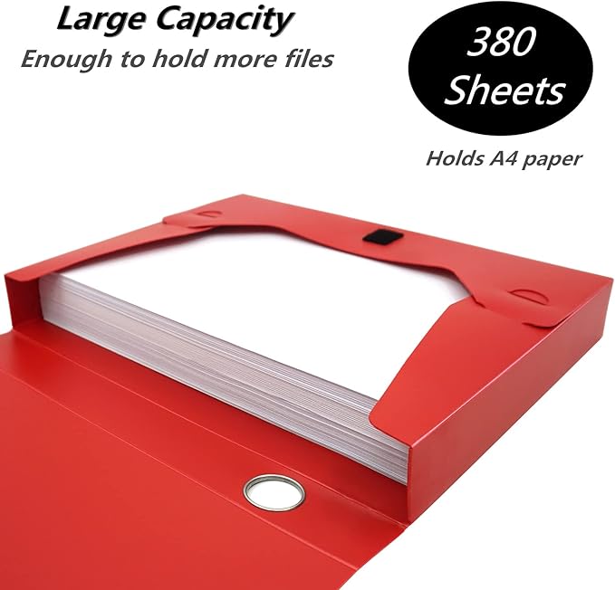 Foldable A4 Document Box with Lid, Pack of 3 Plastic Archive Cases, 31x24x4cm, File Folder Organizer Document Storage File Bo