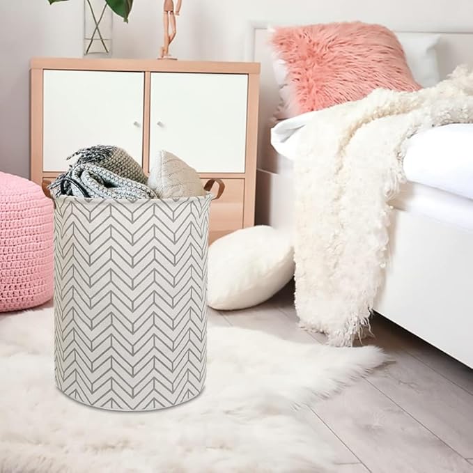 CLOCOR Large Round Storage Bin,Collapsible Storage Baskets, Dirty Laundry Hamper Baskets for Baby Boys and Girls, Office, Bed