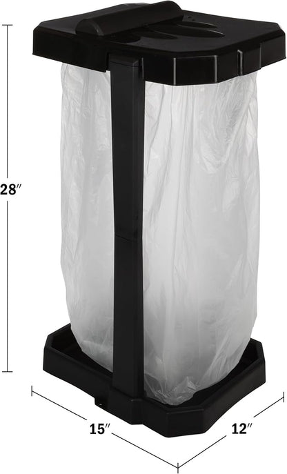 Wakeman Heavy Duty Black Trash Bag Portable Trash Bag Holder Stand with 7 Bags - Collapsible Trash Can Camping, RV, Kitchen, or Tailgate Party Garbage Bag Holder