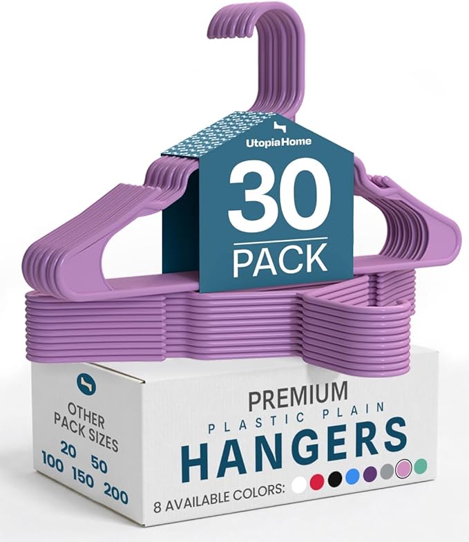 Utopia Home Plastic Hangers 30 Pack - Perfect Space Saving Clothes Hanger - Durable and Strong - Perfect Closet Organizers wi