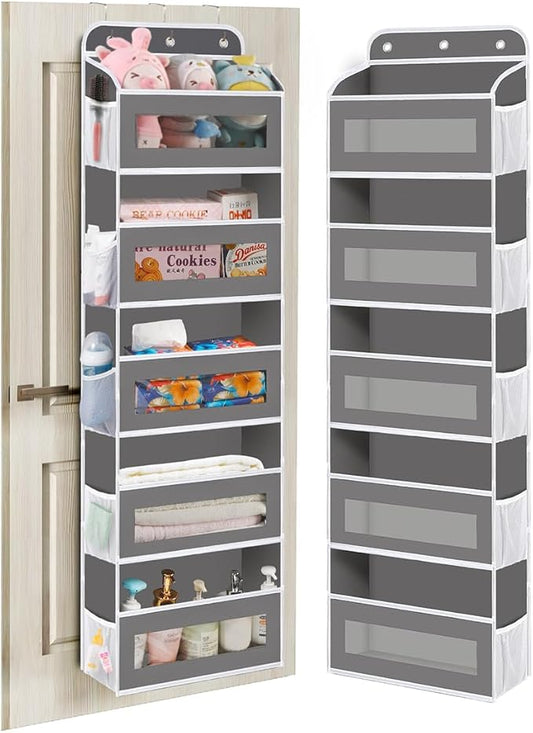 KYEVIS Over The Door Organizer, 5 Shelves Closet Door Hanging Storage and Organizer with 10 Mesh Pockets, Nursery Closet Orga