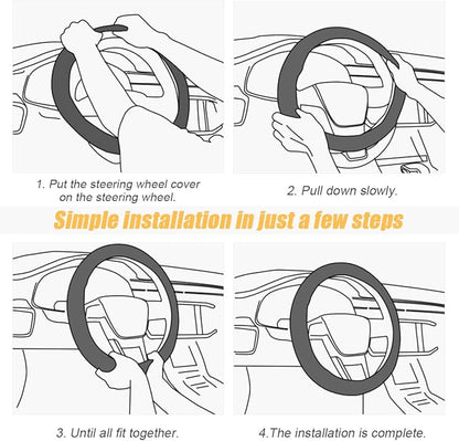 Moly Magnolia Steering Wheel Cover, Carbon Fiber Breathable Microfiber Leather with Non-Slip Lining, Cool in Summer Warm in W