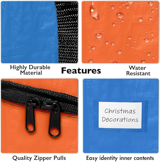 ClearSpace Oversized Moving Bags or Storage Bag – Large Moving Boxes with Backpack Straps, Zippers & Handles – Heavy-Duty Pac