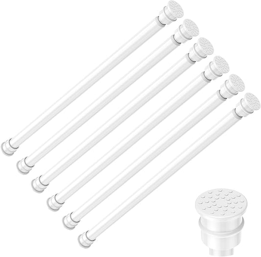 Tension Curtain Rod 17 to 28 Inch Adjustable Tension Rods 6 Pack Expandable Spring Tension Rod White No Drilling for Closet K