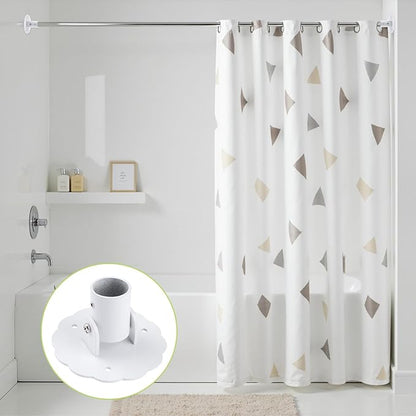 Flower-Shape Shower Curtain Rod Bracket, 2Pcs Telescopic Metal Shower Drape Rod Swivel Flange Curtain Pole Wall-Mount Bracket
