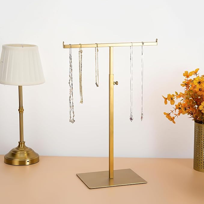 Display Stand Stainless Steel Jewelry Towers Bag Stand Tabletop Double Hook Hanging Jewelry Stands for Necklaces Organizer St