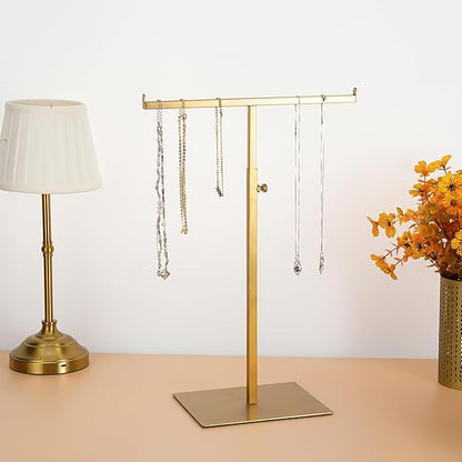Display Stand Stainless Steel Jewelry Towers Bag Stand Tabletop Double Hook Hanging Jewelry Stands for Necklaces Organizer St