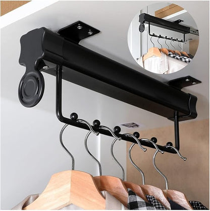 Pull Out Clothes Rail Extendable Pull Out Closet Rod - Wardrobe Pull-Out Trousers Rack, Pull Out Pants Rack Adjustable Closet