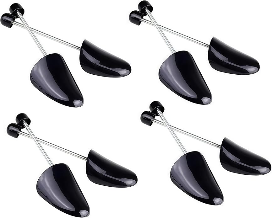 UPSTORE 4 Pairs Black Mens Plastic Adjustable Adult Shoe Tree Stretcher Boots Holder Shaper Support Practical Portable Shoe S