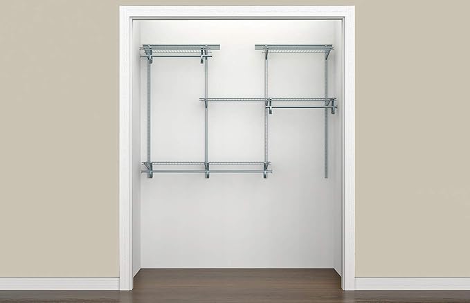 ClosetMaid ShelfTrack Wire Closet Organizer System, Adjustable from 4 to 6 Ft., with Shelves, Clothes Rods, Hardware, Durable