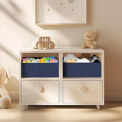 DIMJ Large Closet Shelf Organizer Bins 6 Packs with Handles and Divider, Fabric Trapezoid Storage Baskets, Foldable Clothes C